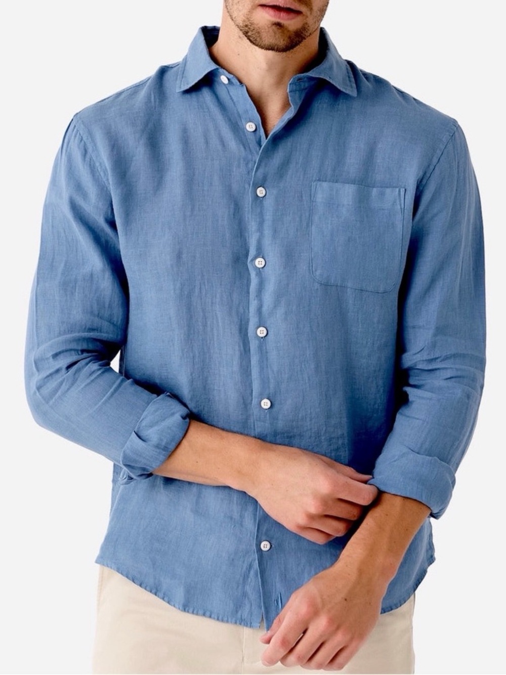 johnnie-O Linen Long Sleeve Button Down Shirt, NEW
